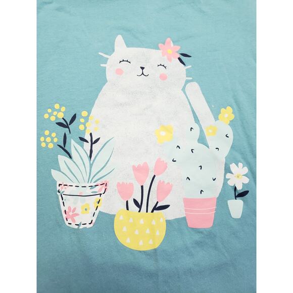 Girls 8 Kitty Cat Cactus Shorts Tee Outfit Set - Picture 2 of 3